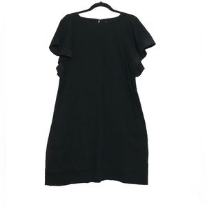 J. Crew Black Swiss Dot Flutter Sleeve Shift Dress Sz 12 Boho Peasant Coquette